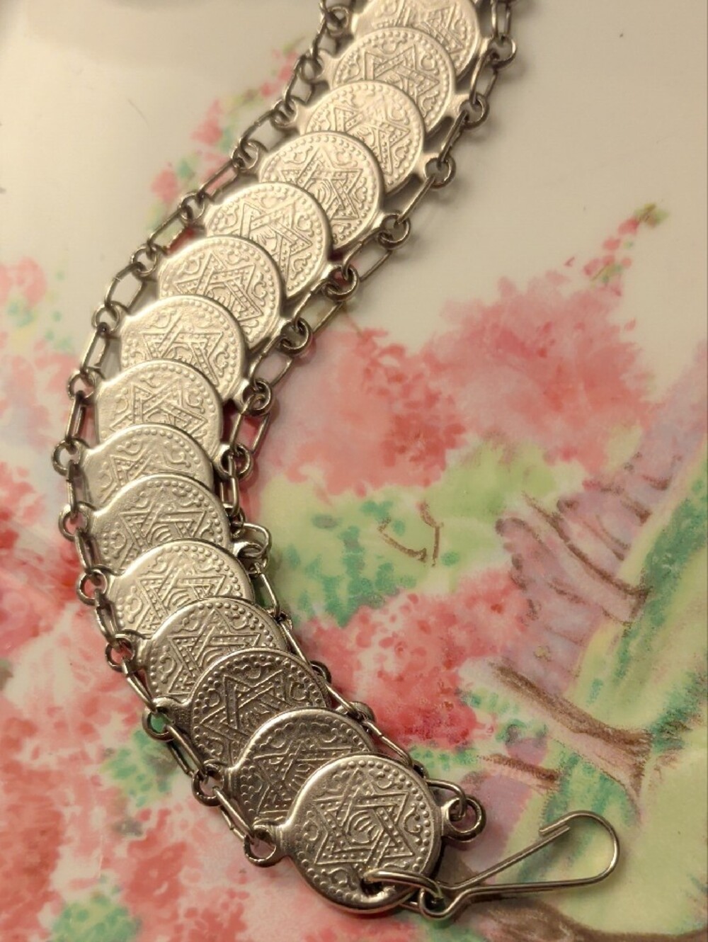Adjustable Silver Coin Link Bracelet 7-8, Women's Men's